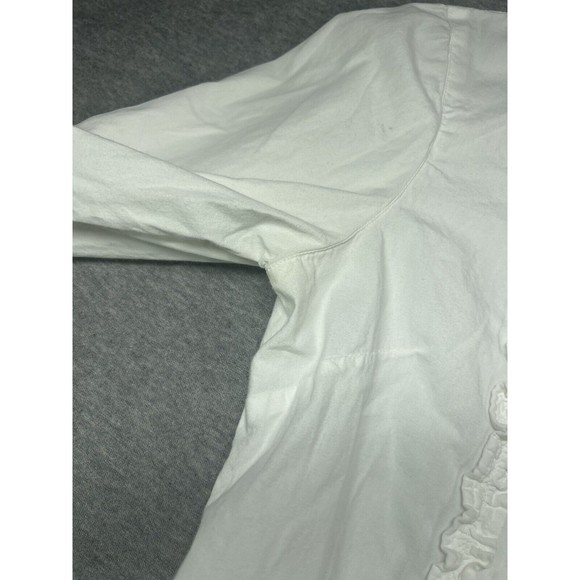 Garnet Hill White Ruffle Collar Button Down Blouse womens size 02 - Picture 2 of 9